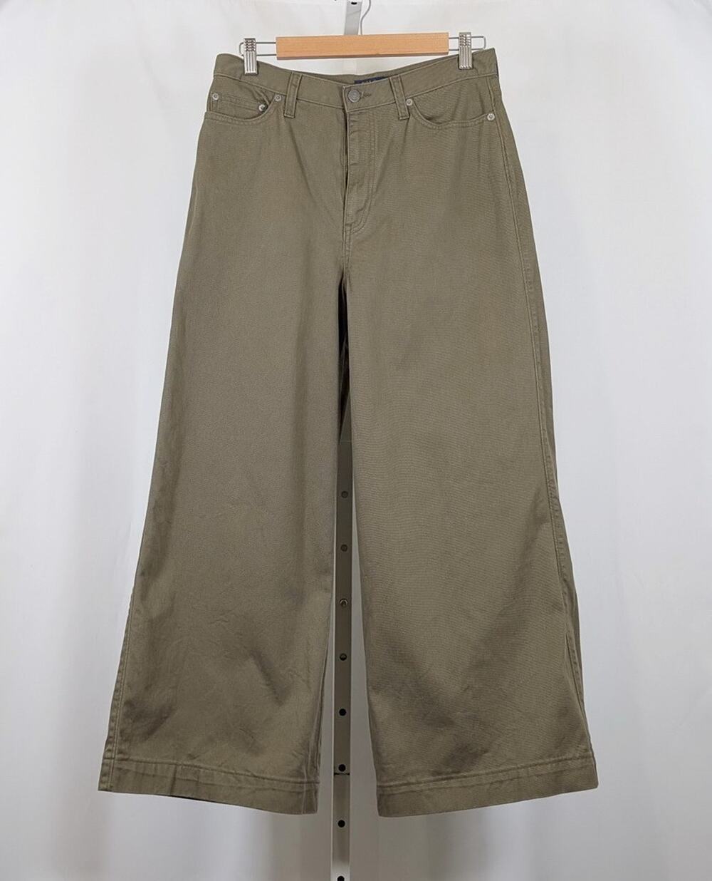 Polo Ralph Lauren Pants Green Cotton Twill Wide Leg Cropped Women's Size 8